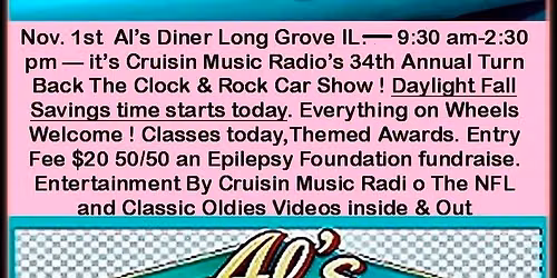 34th Annual Turn Back The Clock & Rock Car Show Al's Diner Long Grove IL