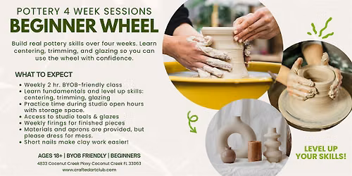 Pottery Wheel for Beginners- 4 Week Session