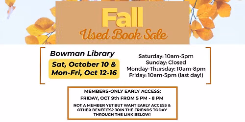 Fall Used Book Sale at Bowman Library