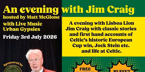 An Evening with Lisboa Lion Jim Craig hosted by Matt McGlone
