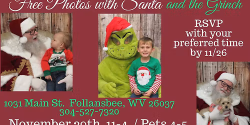 Free photos with Santa & the Grinch