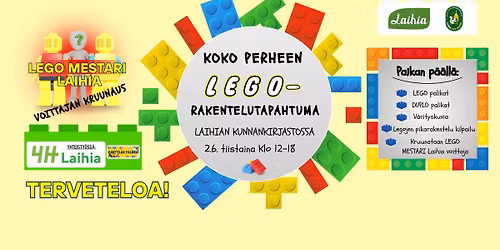 Koko perheen LEGOJEN rakentelutapahtuma Laihian kunnankirjastossa