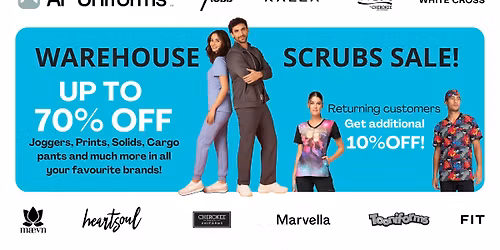 OTTAWA LAST SALE OF THE YEAR - SCRUBS UNIFORMS WAREHOUSE SALE - UP TO 70% OFF!