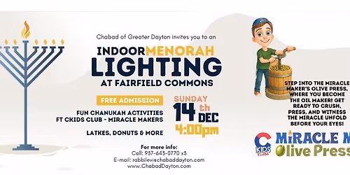 Indoor Menorah Lighting and Activities