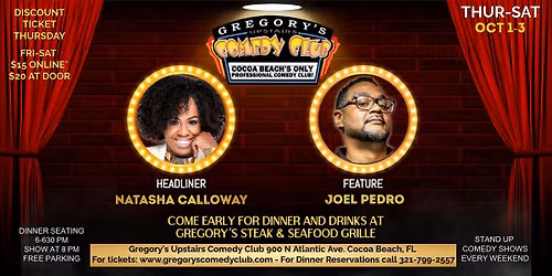 Oct 3 Gregory's Comedy Club 8pm Show
