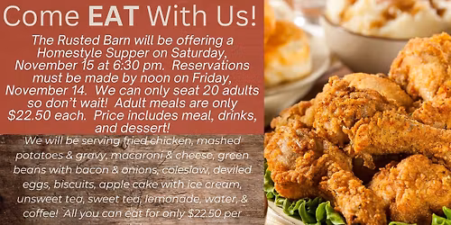 Rusted Barn Fried Chicken Dinner