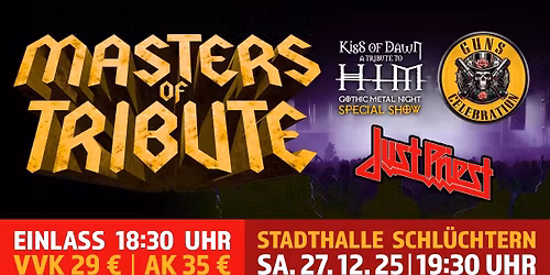 MASTERS OF TRIBUTE 2025 \u2013 GUNS CELEBRATION \u2013 JUST PRIEST \u2013 KISS OF DAWN