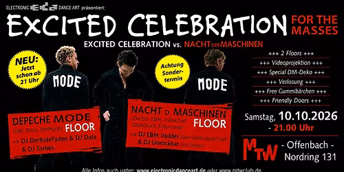Excited Celebration vs Nacht der Maschinen auf 2 Floors - SONDERTERMIN! Start ab 21:00h!