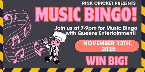 \ud83c\udfb6\ud83c\udf52 Pink Cherry Crawl: Music Bingo at Pink Cricket! \ud83c\udf52\ud83c\udfb6