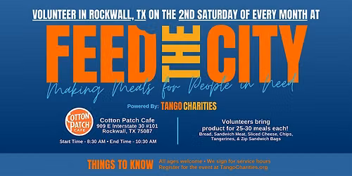 Feed The City Rockwall: Making Meals for People In Need