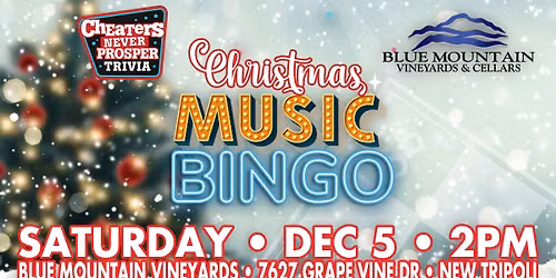 Christmas Music Bingo at Blue Mountain Vineyards - New Tripoli
