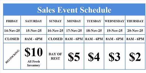 Nov 14th - 20th Sales Event Schedule