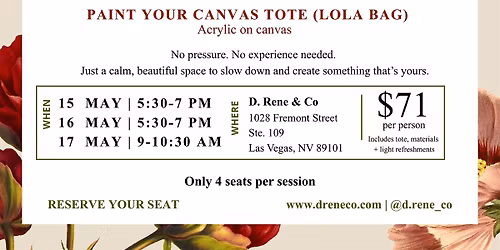 The Quiet Hour: Canvas Tote Painting Experience (Lola Bag Workshop) \u2013 Las V
