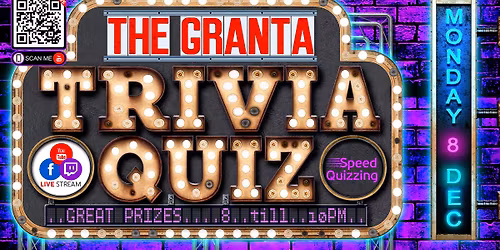 TRIVIA Quiz at The GRANTA Cambridge - Monday 8th Dec -  8-10:30pm