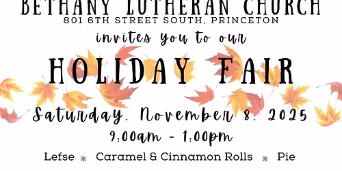Bethany Evangelical Lutheran Church Annual Holiday Fair!