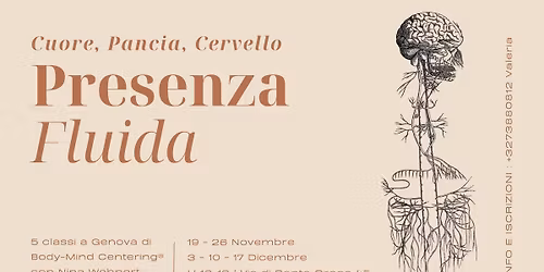 PRESENZA FLUIDA Cuore, Pancia, Cervello con Nina Wehnert | 5 classi di Body-Mind Centering\u00ae a Genova
