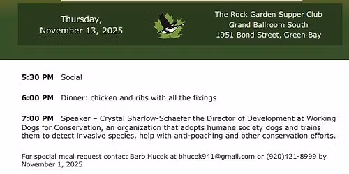 46th Annual Banquet: Friends of the Wildlife Sanctuary with Working Dogs for Conservation