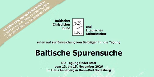 SAVE THE DATE - Tagung Baltische Spurensuche - Haus Annaberg