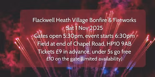 Flackwell Heath Village Bonfire & Fireworks 2025