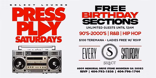 PRESS PLAY SATURDAYS | 90s & 2000s R&B + Hip-Hop