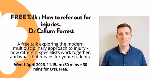 FREE Talk : How to refer out for injuries with Dr Callum Forrest