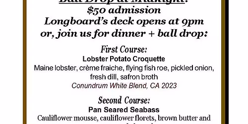 New Year's Eve dinner + ball drop