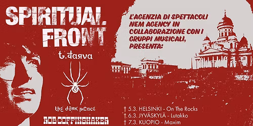 Spiritual Front (ITA), T. Jarva & The Dark Place, Rob Coffinshaker (SWE) \/ Jyv\u00e4skyl\u00e4, Lutakko