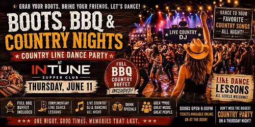 Boots, BBQ &  Country Line Dance Party at InTune Supper Club