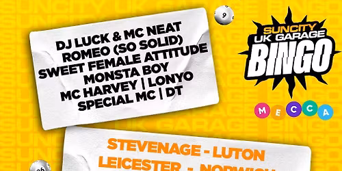 UK GARAGE BINGO with MC DT and MONSTA BOY LIVE P.A| CROYDON