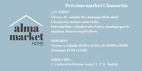 Mercadillo organizado por Alma Market Home, Chamart\u00edn, Madrid.