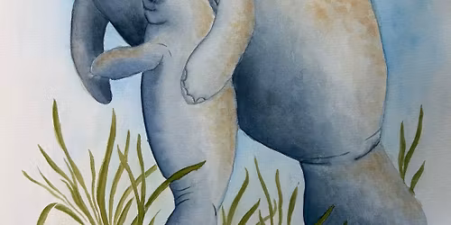 Momma ManateeW\/Baby Watercolor