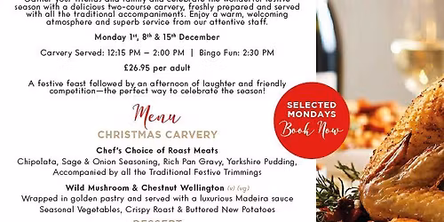 Senior Citizens Carvery Lunch & Bingo