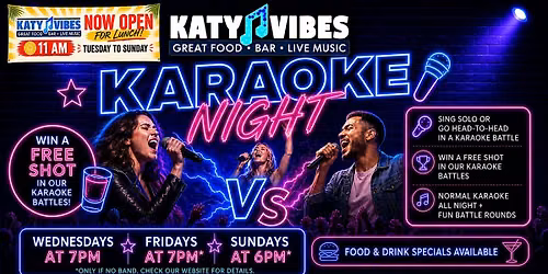 Karaoke Night & Battles at Katy Vibes!