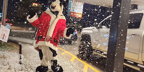 Santa Cow and Snow in the Drive Thru