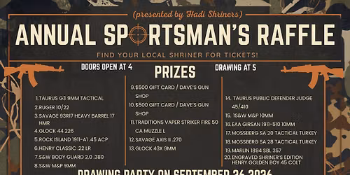 Annual Sportsmans Raffle Hadi Shrine