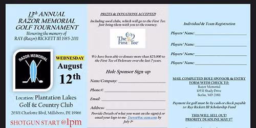 13th Annual Razor Memorial Golf Tournament