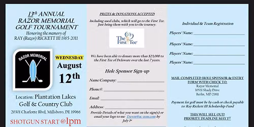 13th Annual Razor Memorial Golf Tournament