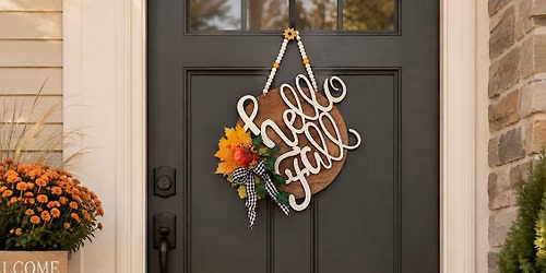 Hello Fall Wood Door Sign