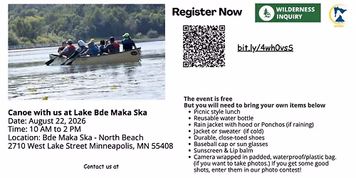 Free and fun Deaf social event. Join us for a day of outdoors and canoeing with Wilderness Inquiry!