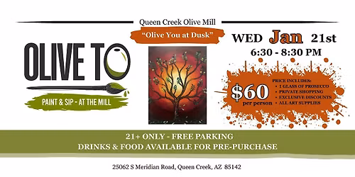 Olive To Paint and Sip - Olive You at Dusk