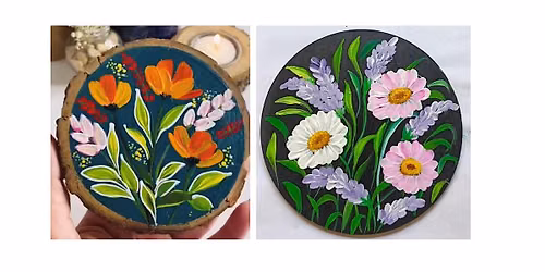 Mini Flower Paintings on Wood