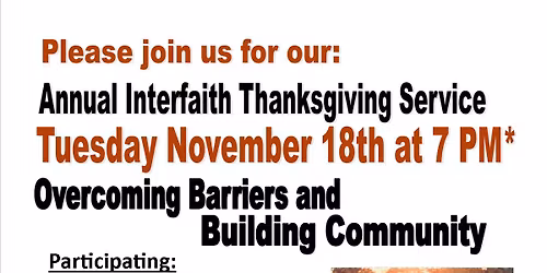 Interfaith Thanksgiving Service at Temple Sinai