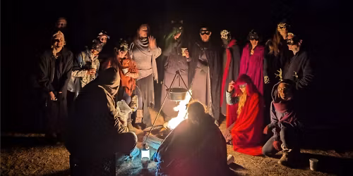 Samhain Ritual and Bonfire in the Forest