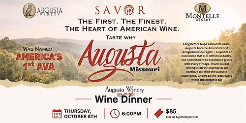 Savor x Augusta Winery: An Evening of Wine & Pairings