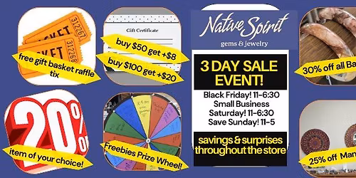 3 DAY SALE EVENT @ Native Spirit!!