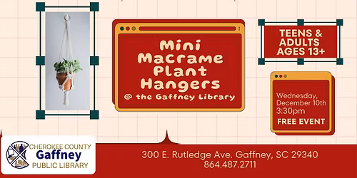 12 Days of Crafts Day 3: Mini Macrame Plant Hangers (Ages 13 and up)