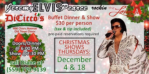 DiCicco's Christmas Dinner Show! TICKETS GOING FAST!