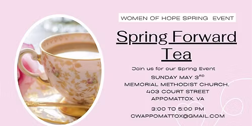 Spring Forward Tea \u2014 Join Women of Hope as We Chart Our Next Chapter