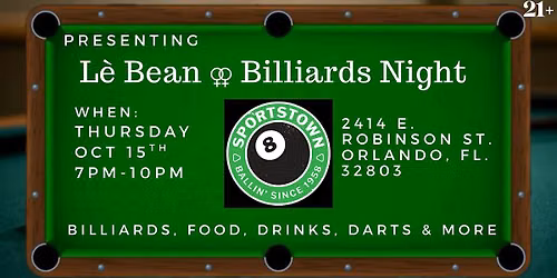 L\u00e8 Beans Monthly \u26a2 Billiards Night