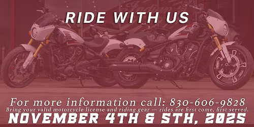 Woods Indian Motorcycle Demo Days - Nov 4th &  5th - New Braunfels
